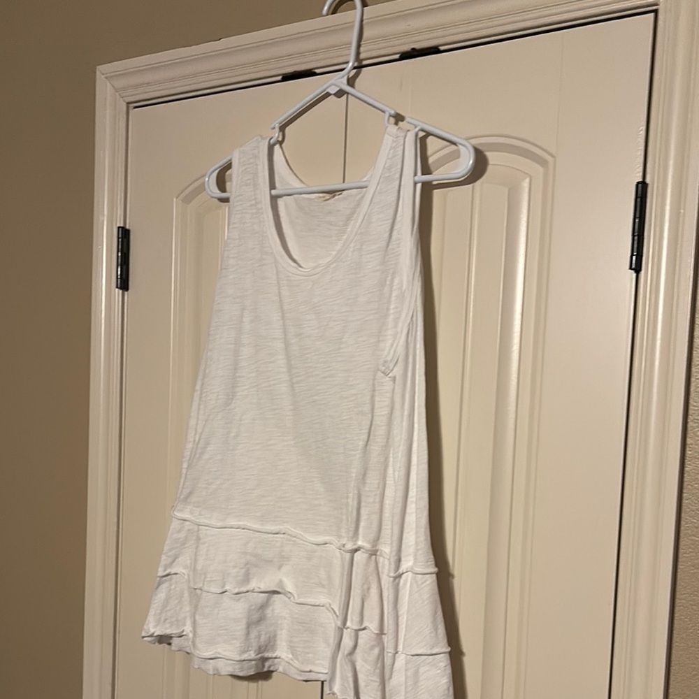 Elegant White Ruffle Hem Tank Top